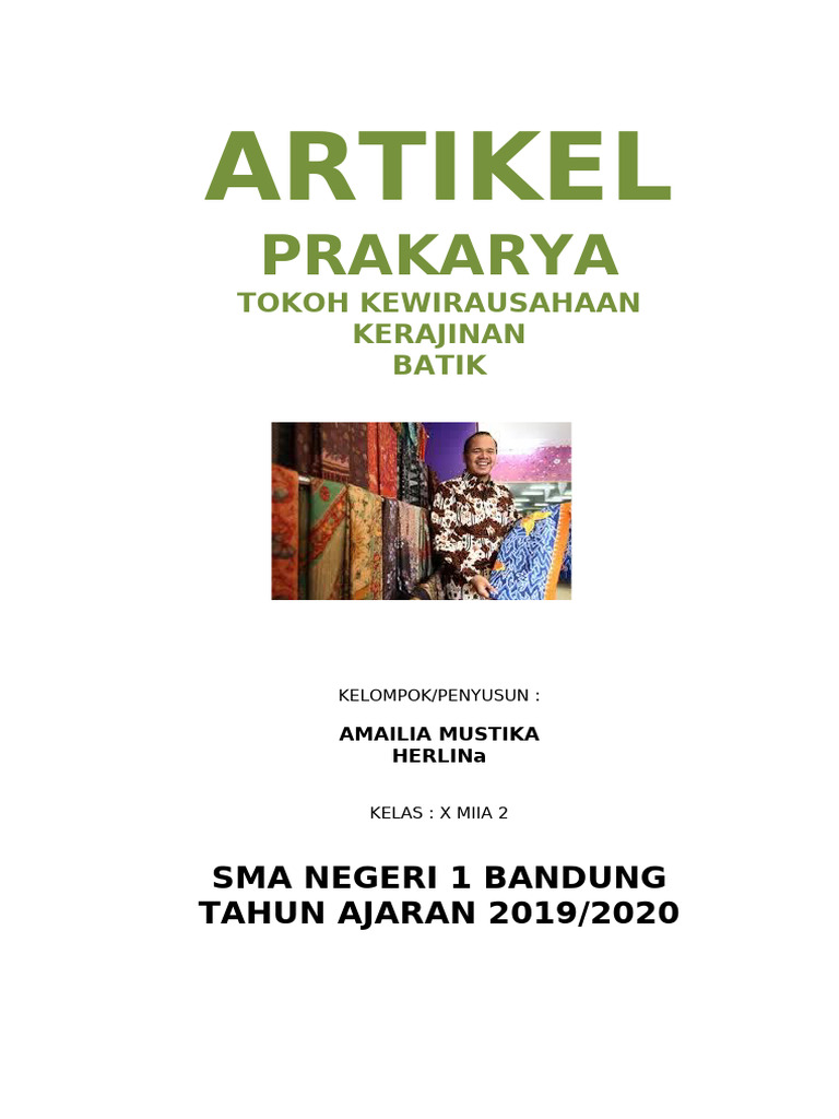 Kisah Sukses Ibnu Riyanto, Pengusaha Batik | PDF | Karier ...