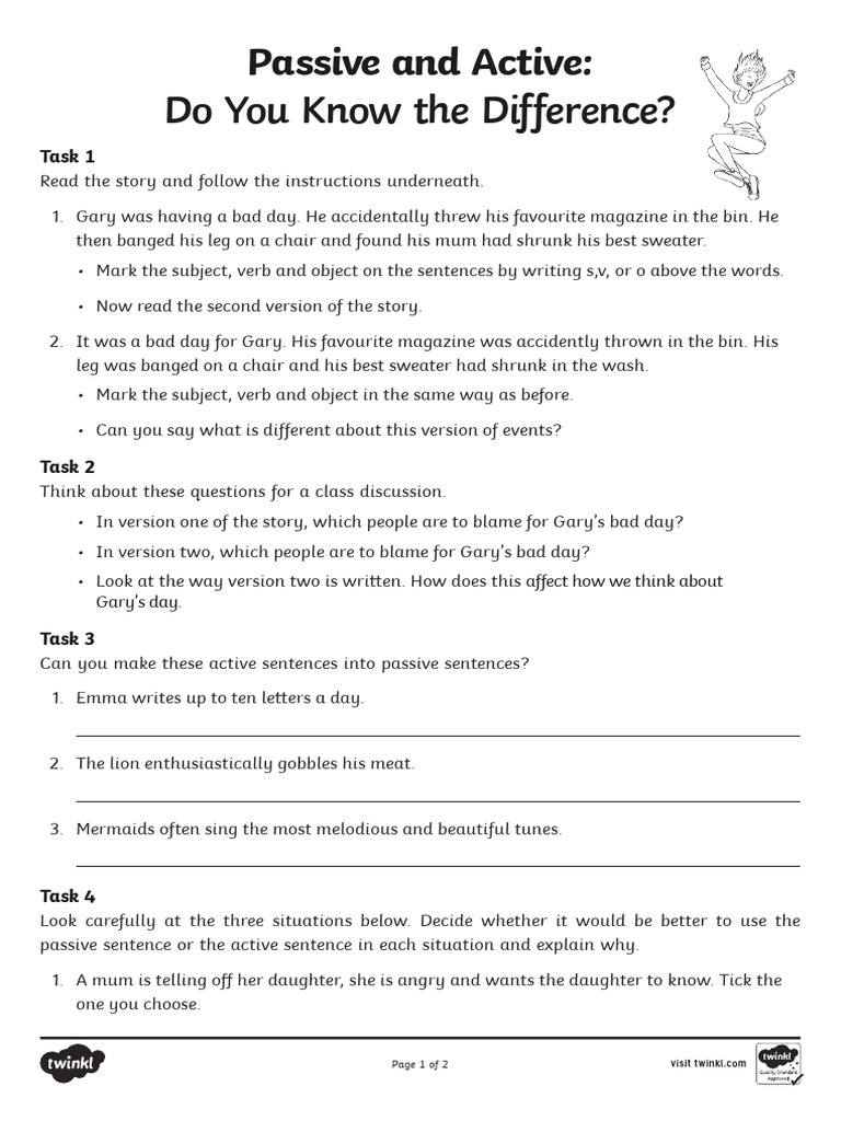 Passive and Active Activity Sheets | PDF