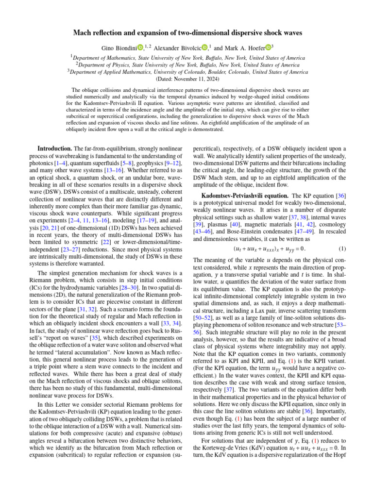 Mach Reflection and Expansion of Two-Dimensional Dispersive Shock Waves ...