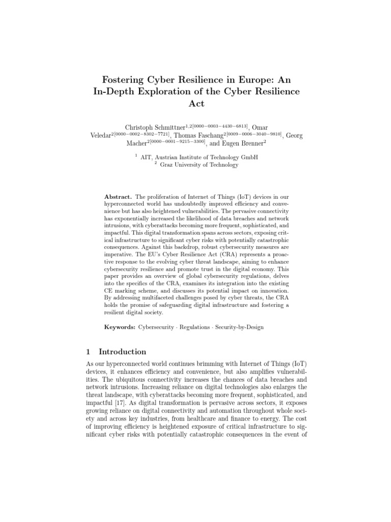 Cyber Resilience Act: Enhancing EU Security | PDF | Computer Security ...