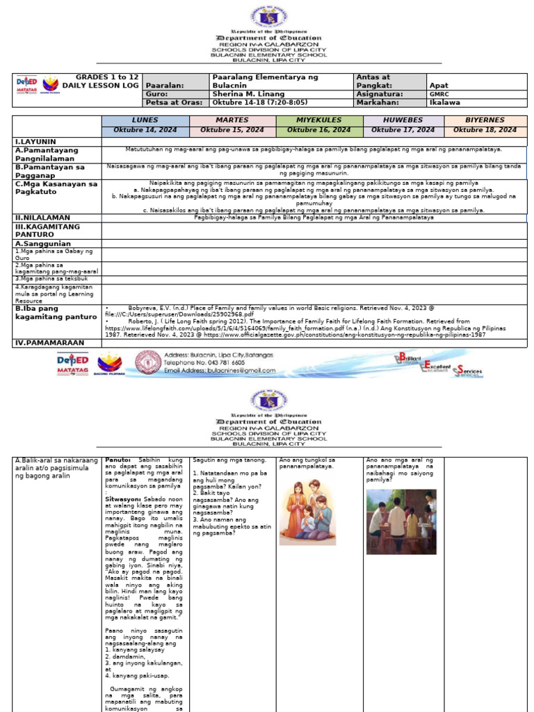 DLL - GMRC Q2 Week 4 | PDF