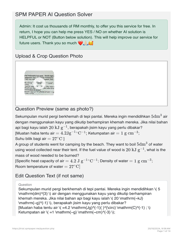 Spm paper ai question solver pdf water density