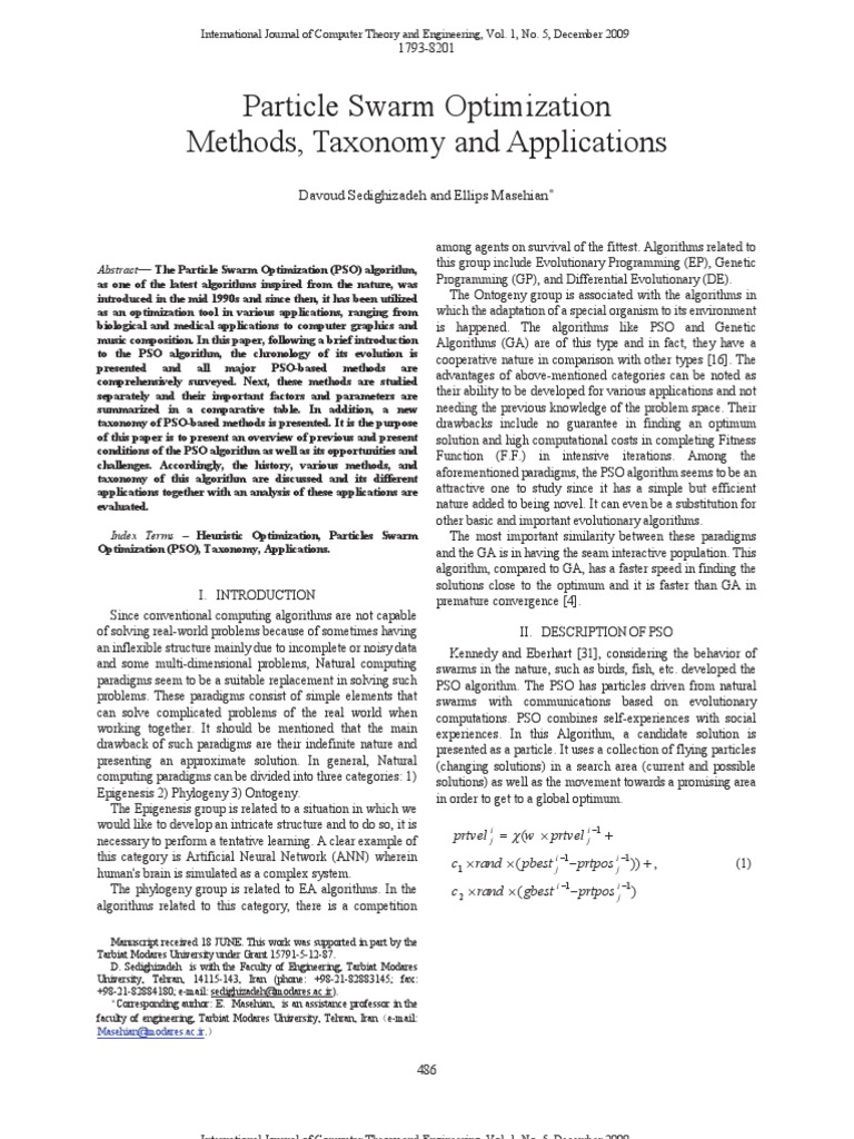 Particle Swarm Optimization | PDF | Mathematical Optimization | Systems ...