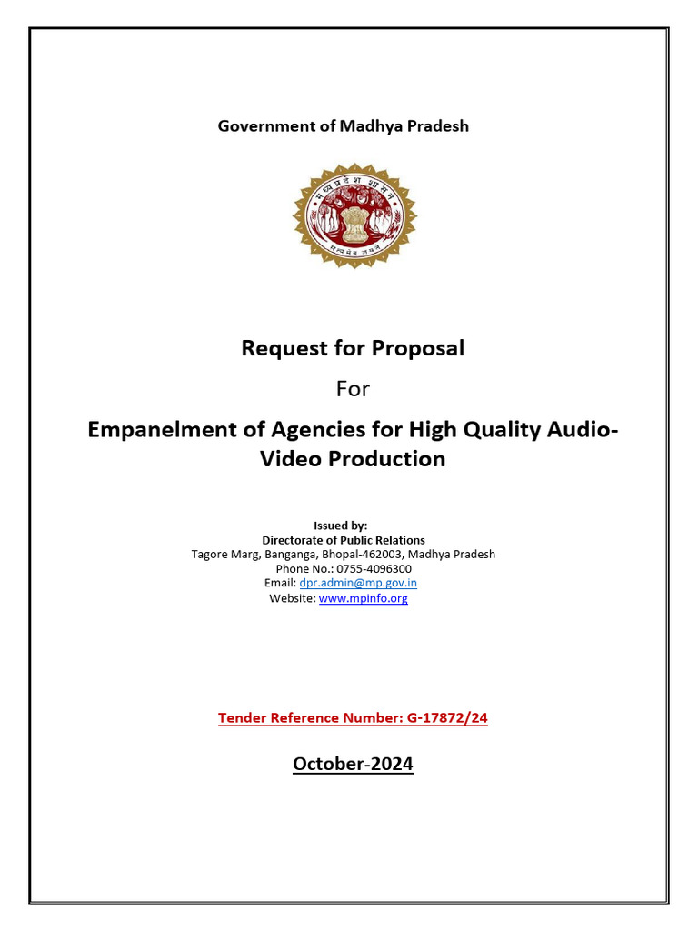 RFPfor Audio Video Production | PDF | Request For Proposal | Business
