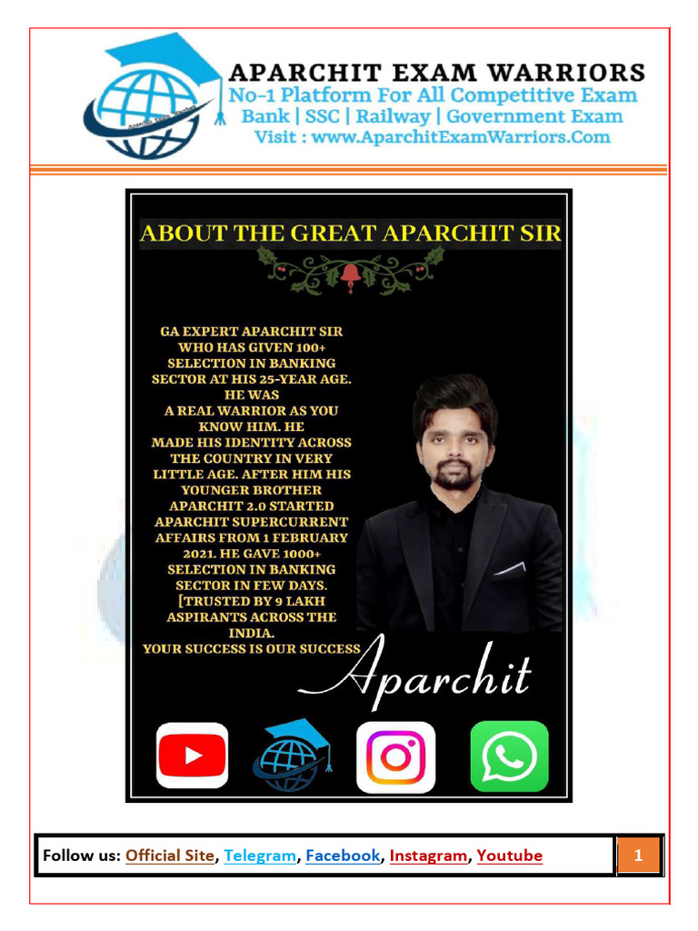 Monthly October English Aparchit Super Current Affairs Best 350+ | PDF |  Missile