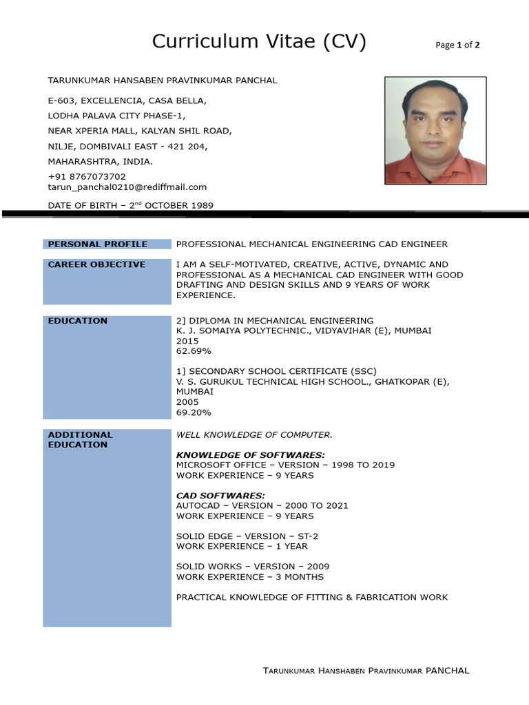 Mechanical CAD Engineer Resume | PDF | Technical Drawing | Engineering
