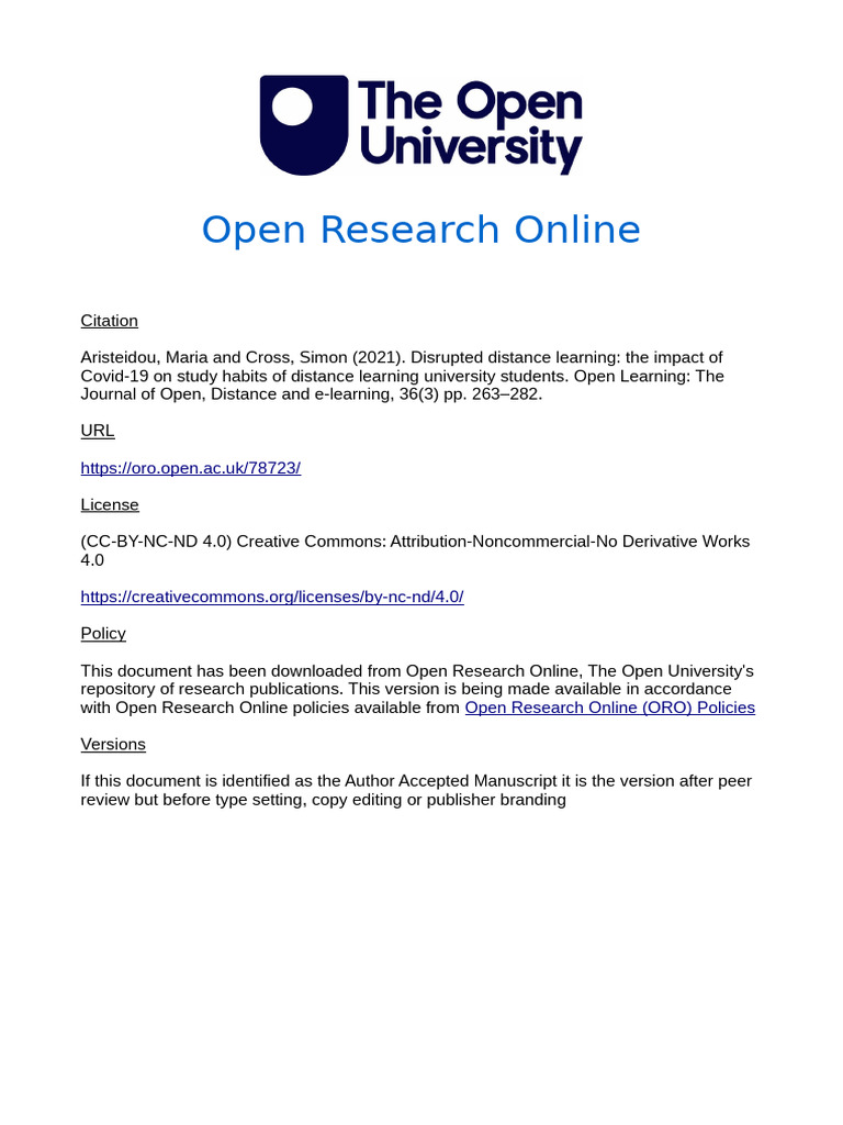 Disrupted Distance Learning The Impact of Covid 19 On Study Habits of ...