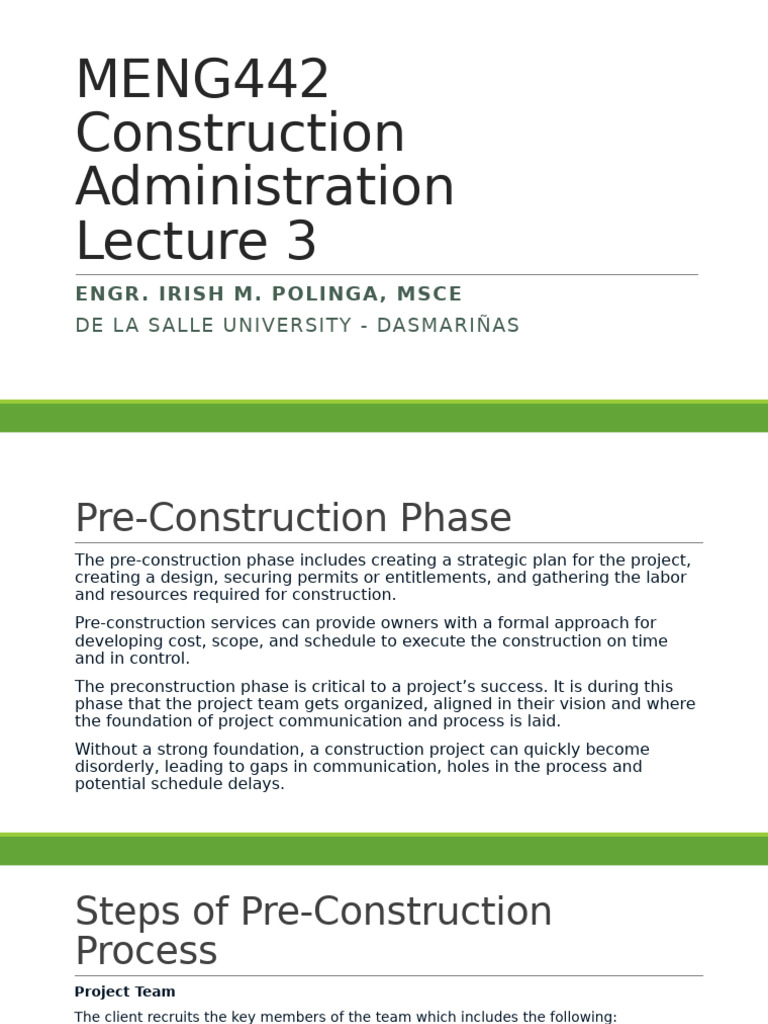 Pre-Construction Phase Overview Guide | PDF | Business