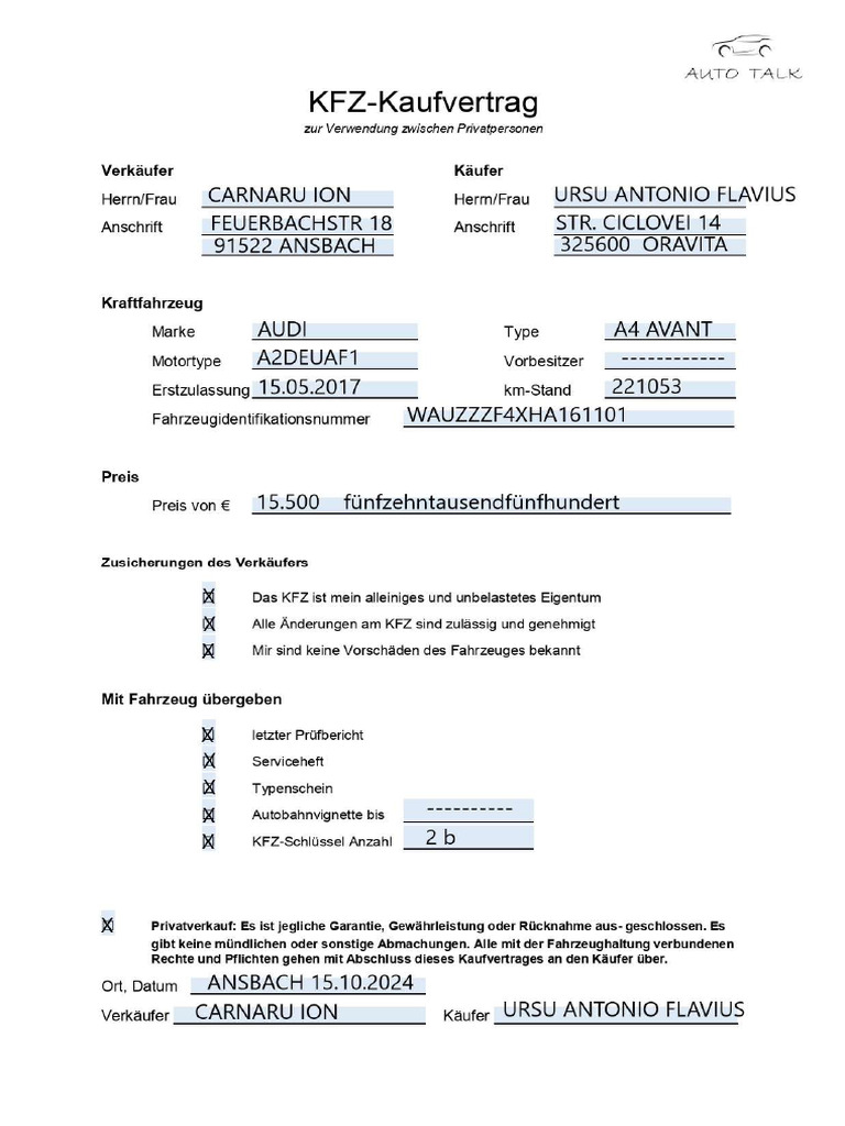 Gewerbliche Kaufvertrge Fr Kfz