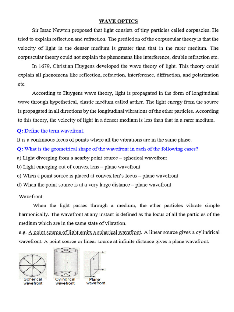 J - Wave Optics - Notes | PDF
