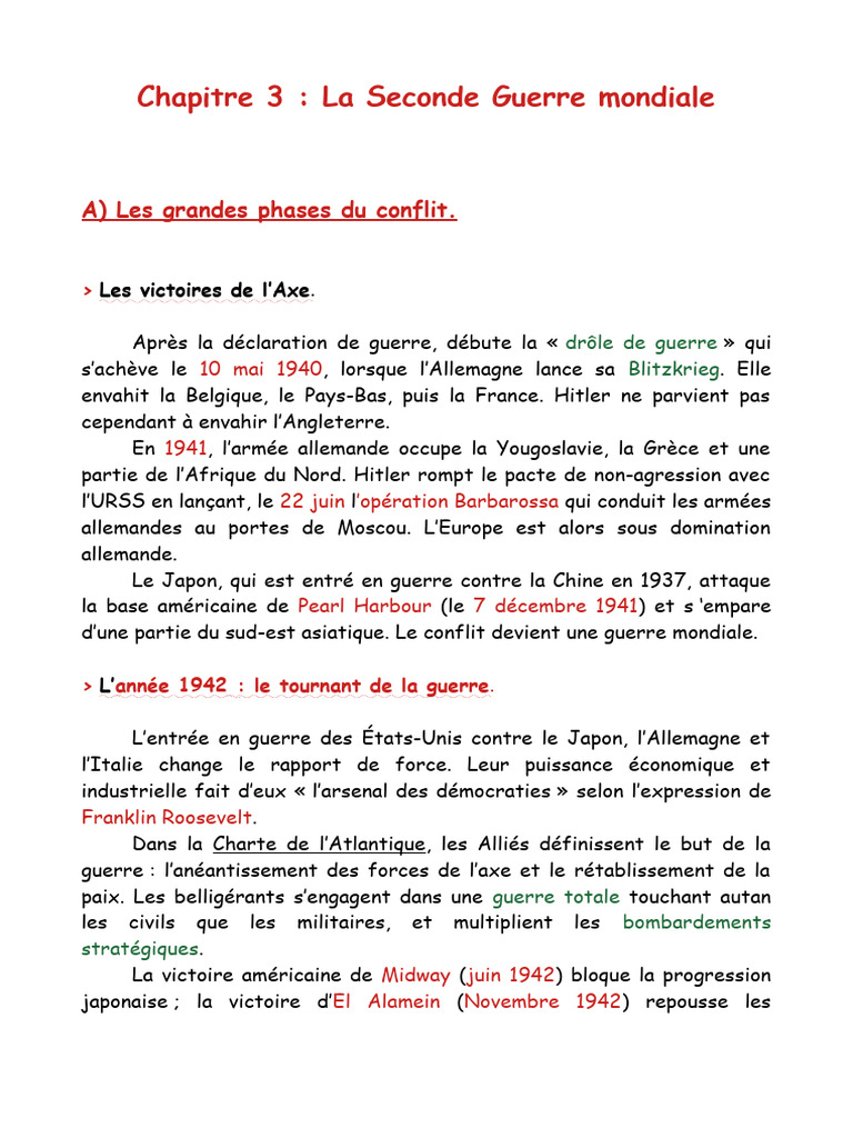 Les Phases Clés de la Seconde Guerre | PDF | France de Vichy | Seconde ...