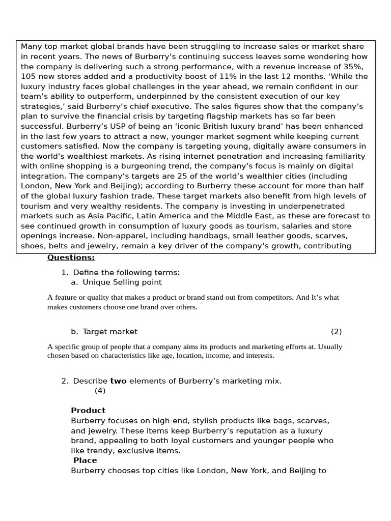 Usp Case Study Pdf Luxury Goods Brand