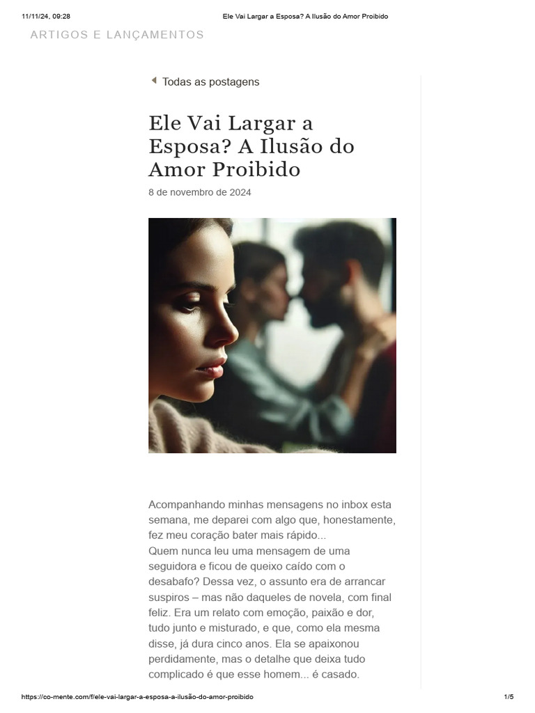 Ele Vai Largar A Esposa - A Ilusão Do Amor Proibido | PDF | Amor | Emoções