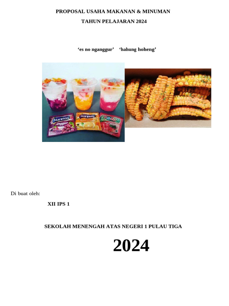 Proposal Usaha Makanan Mahasiswa 2024 | PDF | Karier & Perkembangan