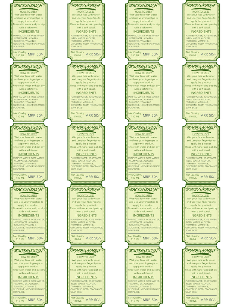 Facewash Back Lable | PDF