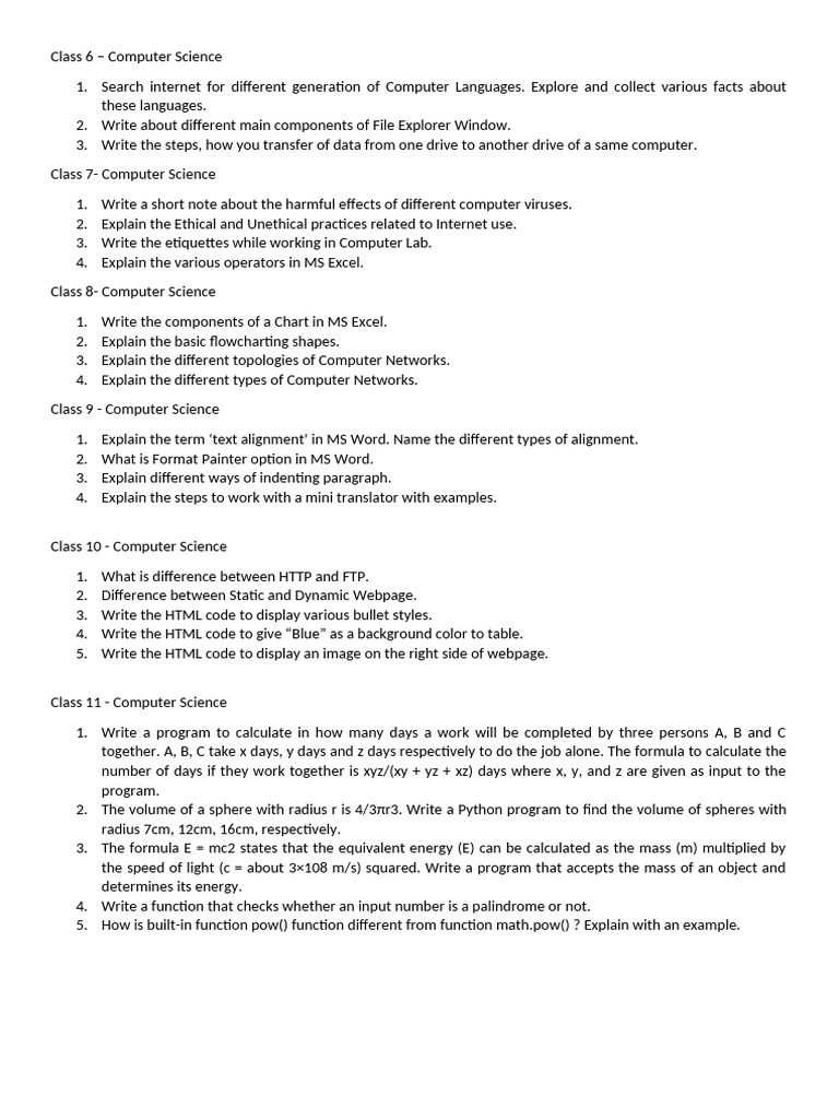Class 10 Computer Science Overview | PDF | Html | Software Engineering