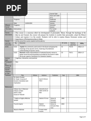 Course Outline islamic studies new 2023 SYED ALI MOHSIN NAQVI