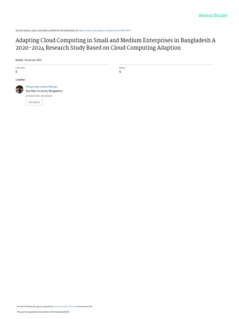 Cloud Computing in Bangladeshi SMEs | PDF | Cloud Computing | Small And ...