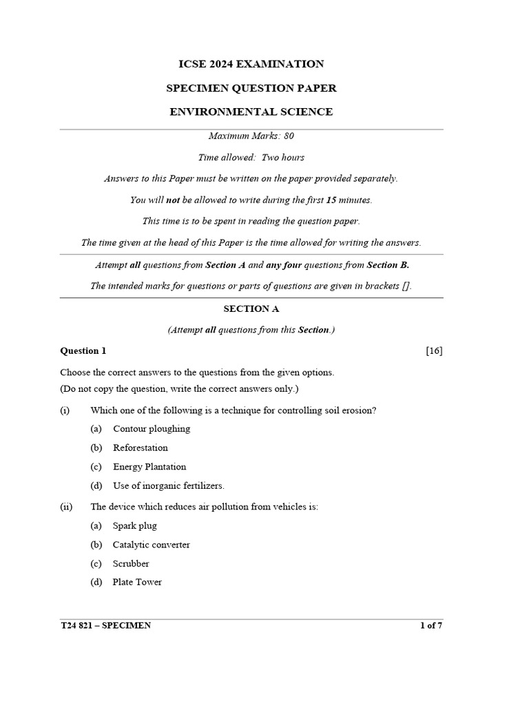 ICSE 2024 Environmental Science Paper | PDF | Soil | Manure