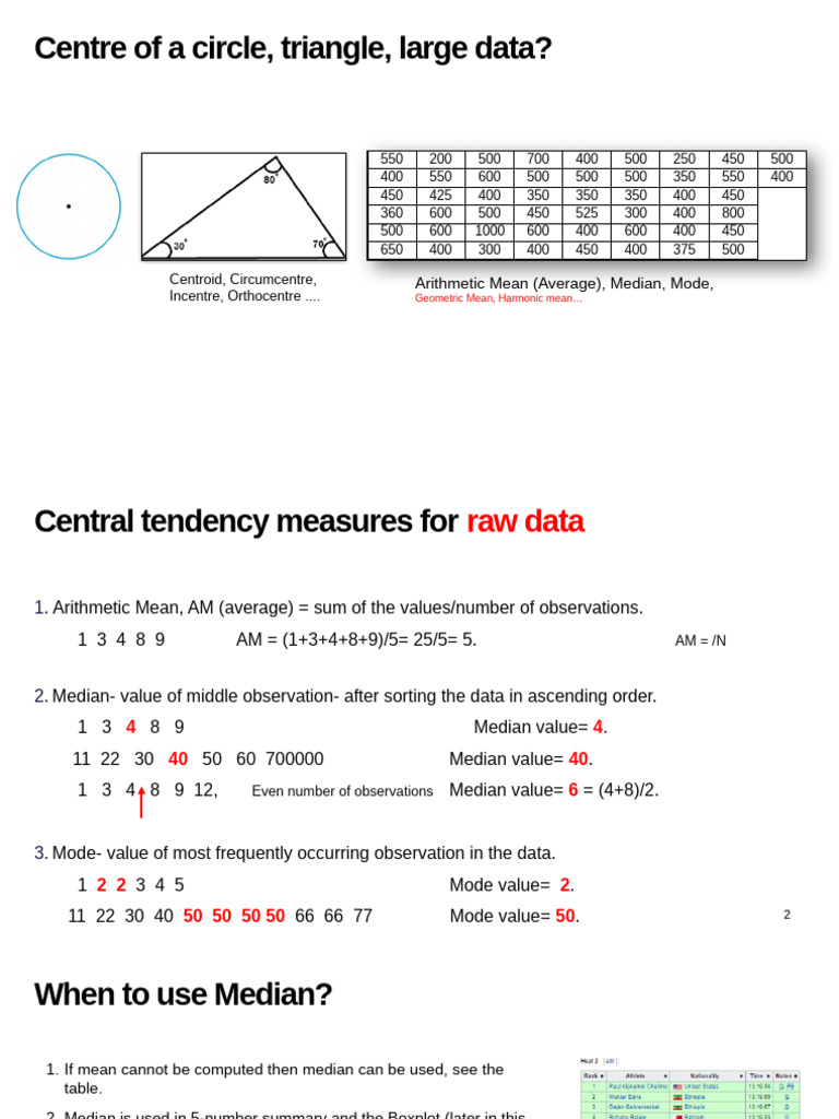 Lecture 2 - Mean, Median and Mode | PDF | Mode (Statistics ...