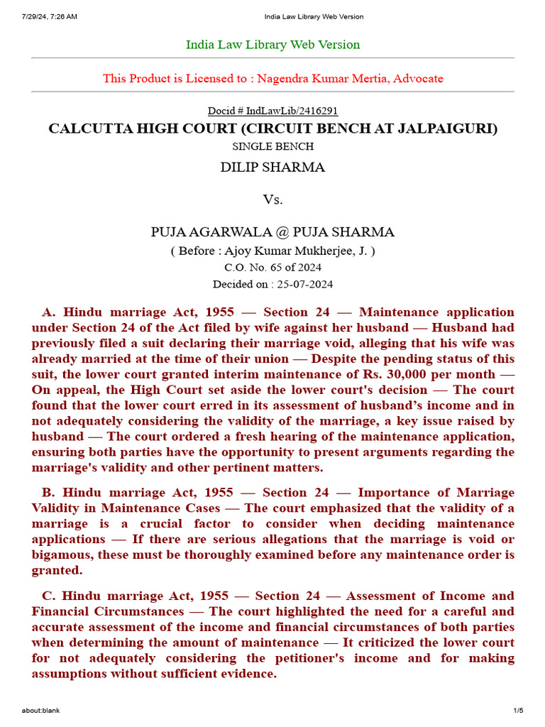 Section 24 HMA: Maintenance Ruling | PDF | Law
