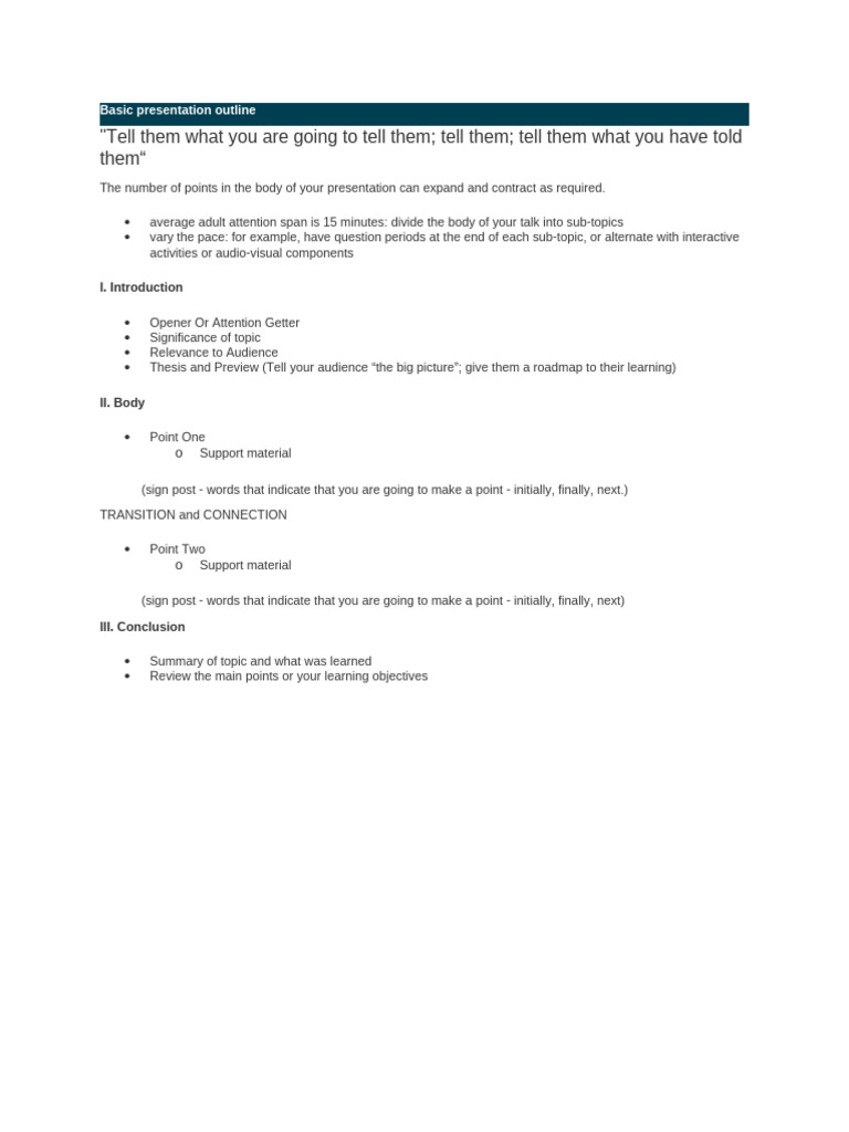 Basic Presentation Outline | PDF