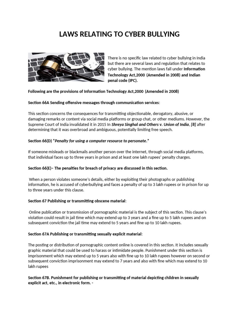Cyberbullying Laws and Penalties in India | PDF | Cyberbullying | Crimes