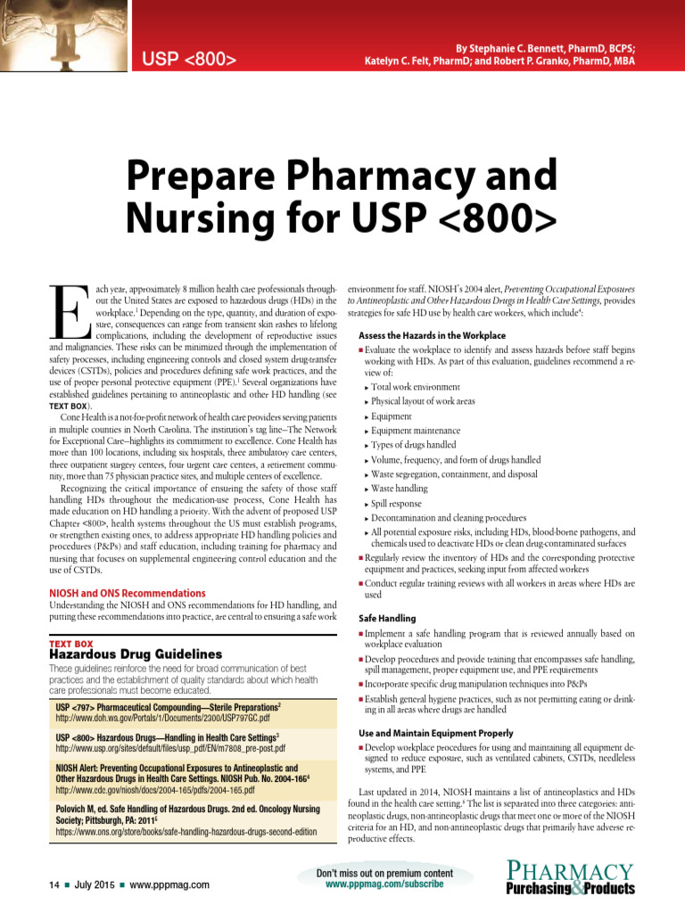 ppp_1507_usp800 | PDF | Occupational Safety And Health | Health ...