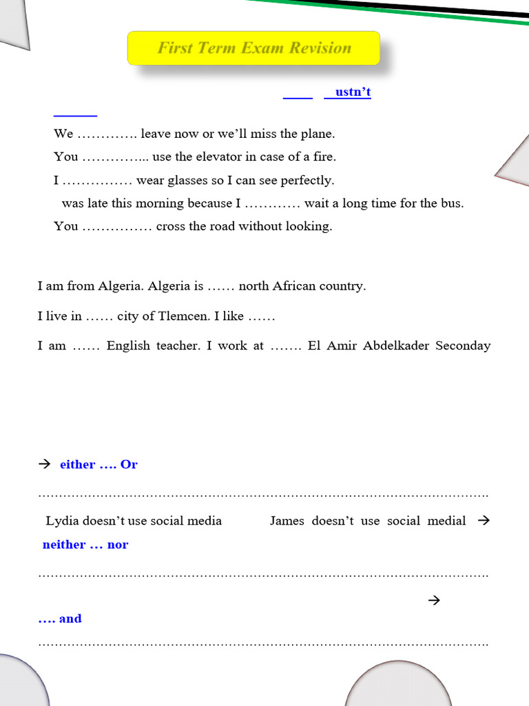 1SE - First Term Revision (Literary) | PDF | Home & Garden | Art