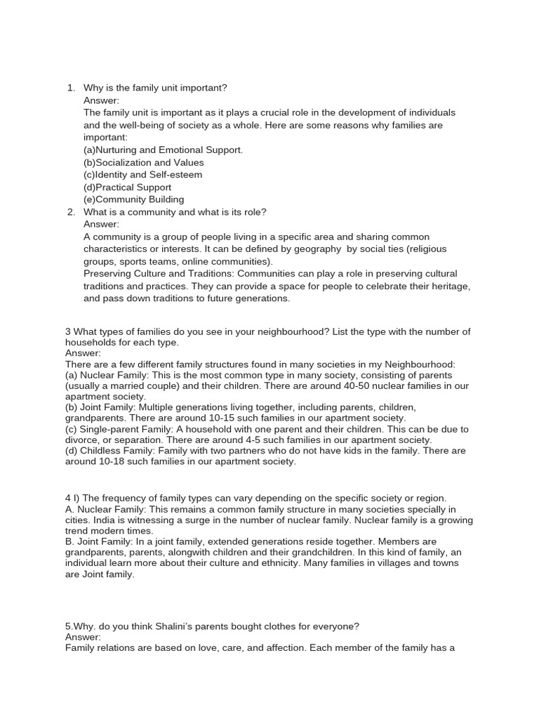 Family and Community SST 6 | PDF | Family | Interpersonal Relationships