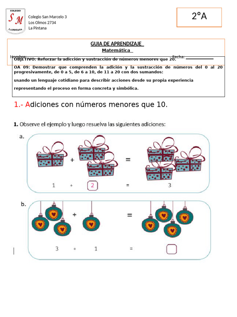 Guia Trabajo Matemática 2do | PDF
