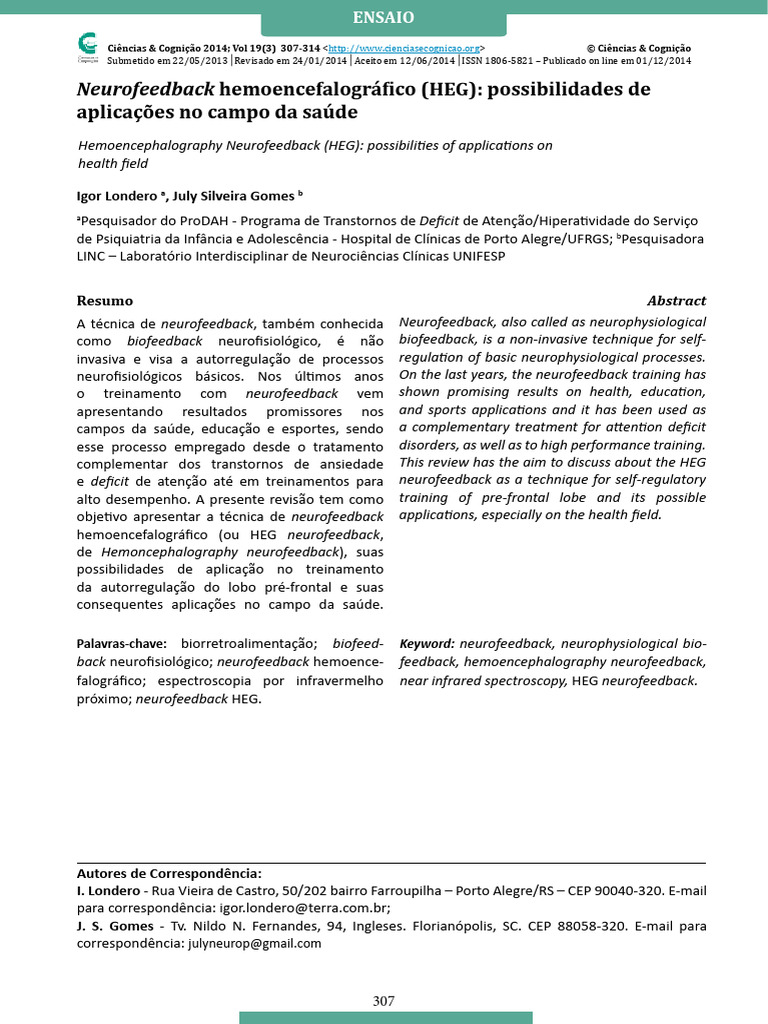 Neurofeedback HEG: Aplicações em Saúde | PDF | Neurofeedback ...