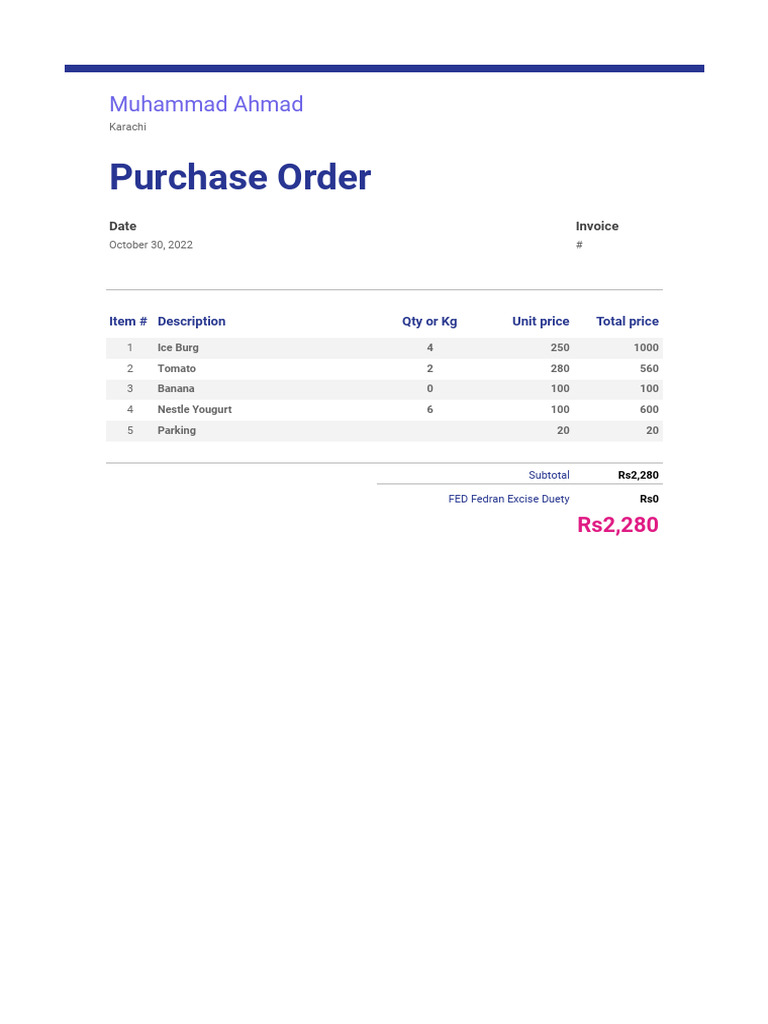 Purchase Order 30 Oct 2022 | PDF