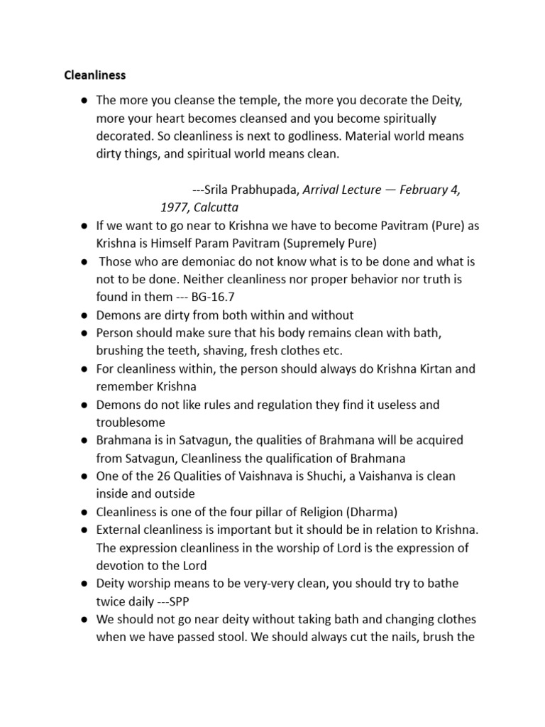 Cleanliness | PDF