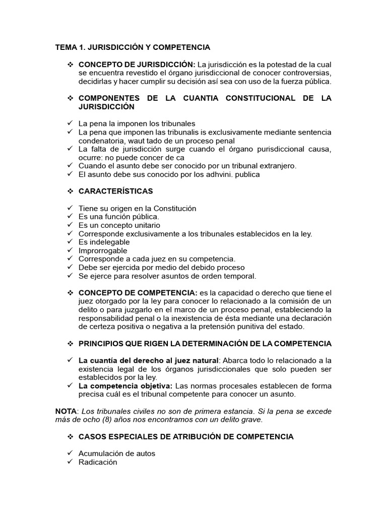 Jurisdicción y Competencia en Derecho Penal | PDF | Jurisdicción ...