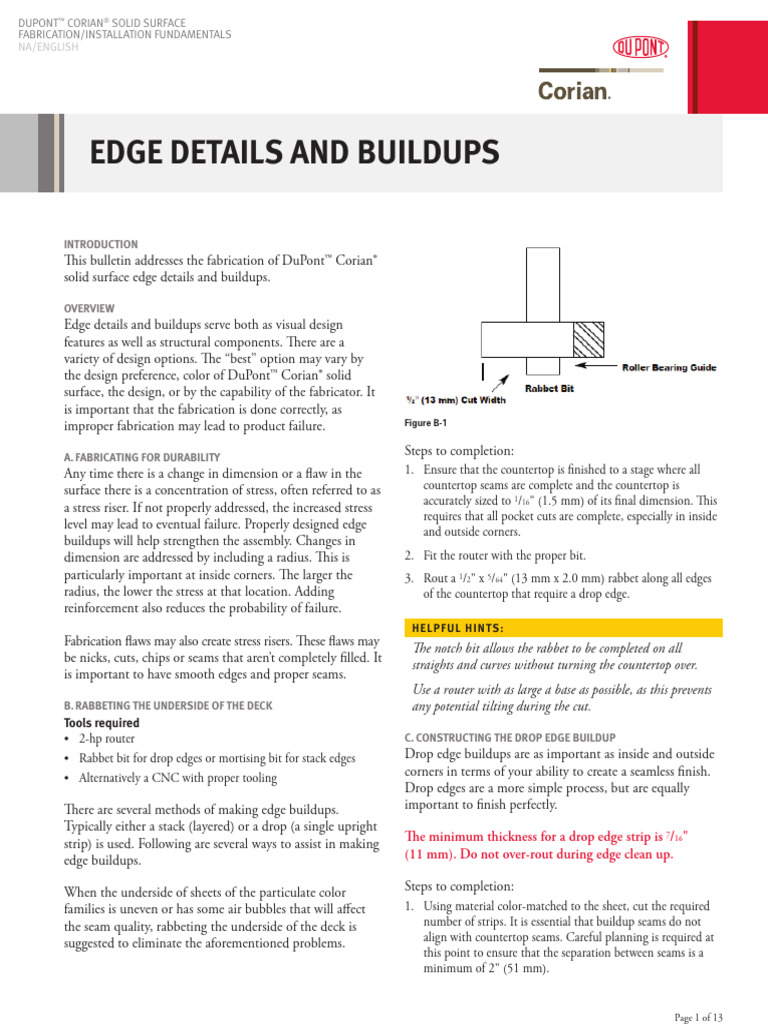 Corian Edge Detail Fabrication Guide | PDF | Countertop | Adhesive
