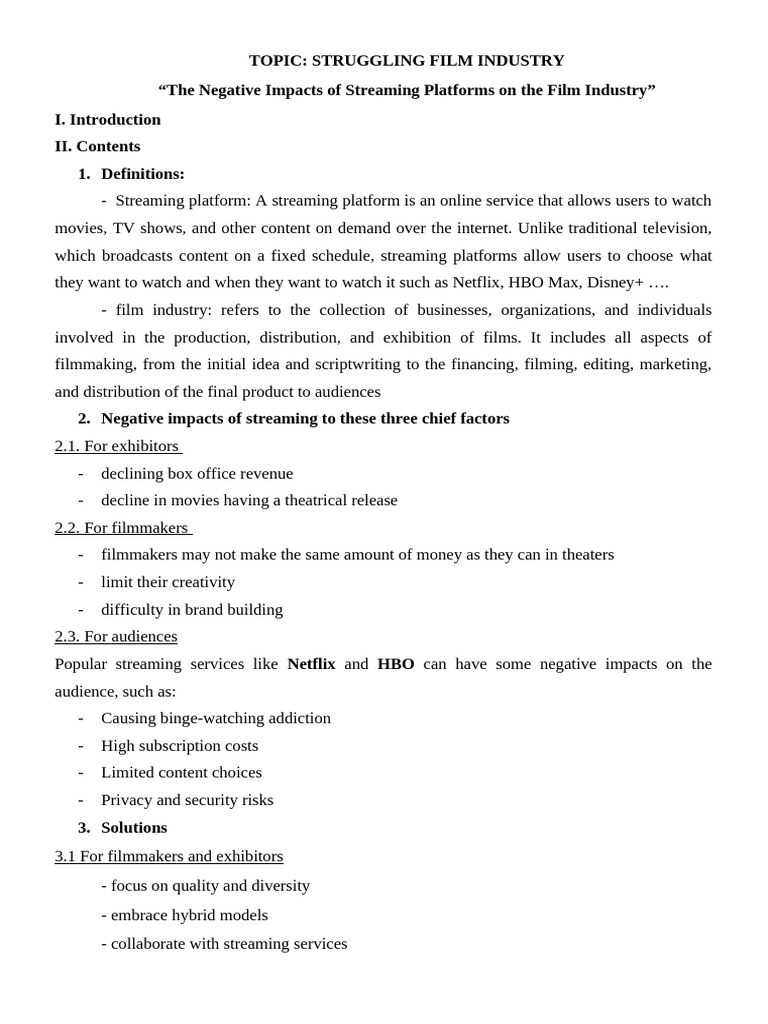 Impact of Streaming on Film Industry | PDF | Computers