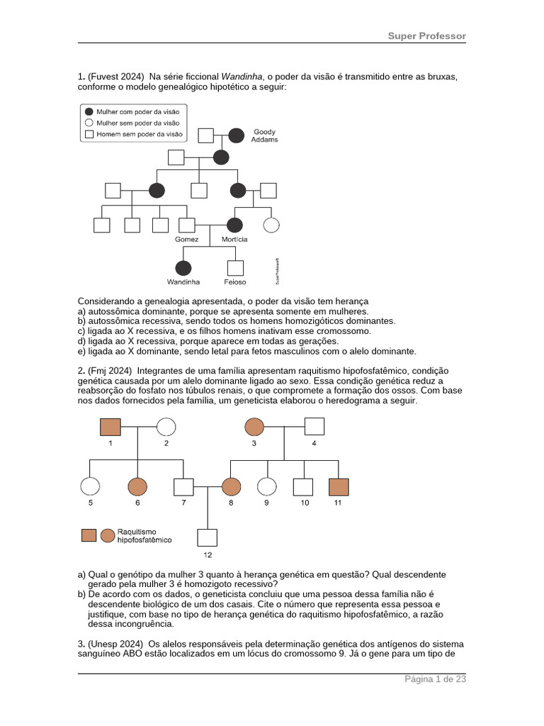 Herança Genética em Wandinha e Mosaicismo | PDF | Dominância (genética ...