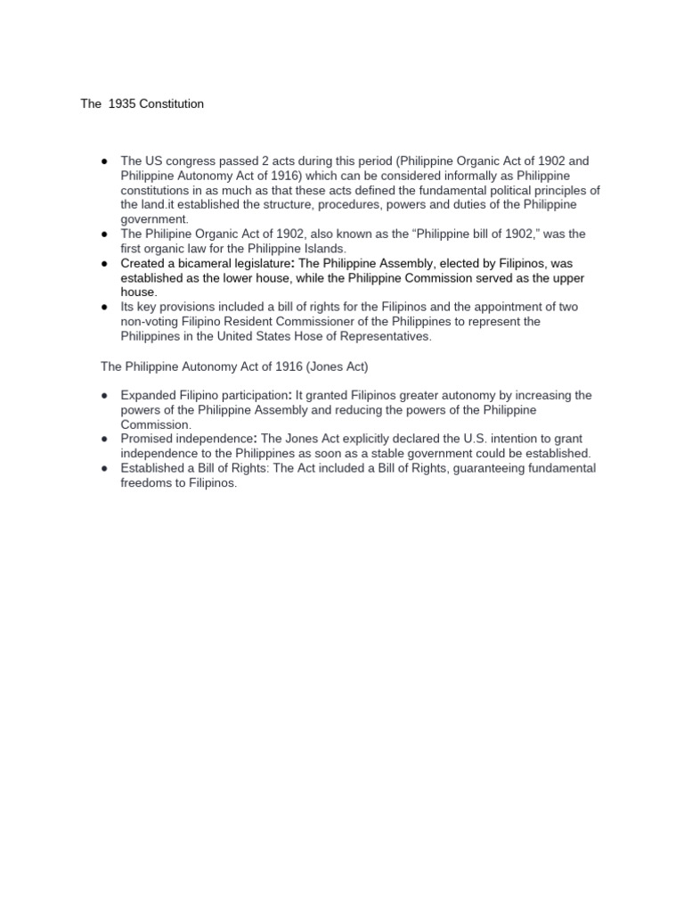 Overview of the 1935 Philippine Constitution | PDF
