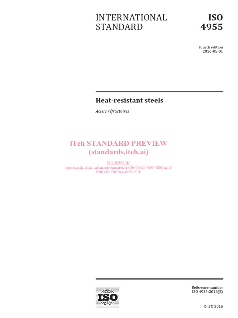 ISO 4955:2016 Heat-Resistant Steels | PDF | Heat Treating ...