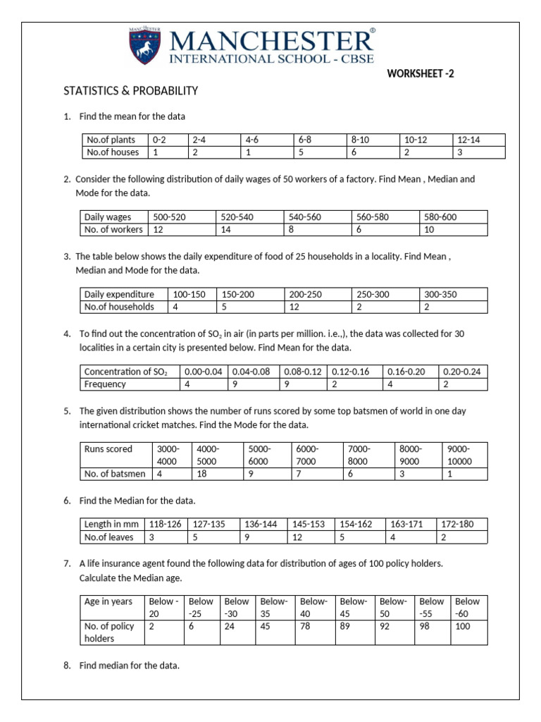 Statistics 1 Pdf Mean Median
