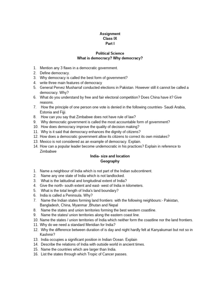 Class 9 Assignment Revision | PDF | Russian Revolution | River