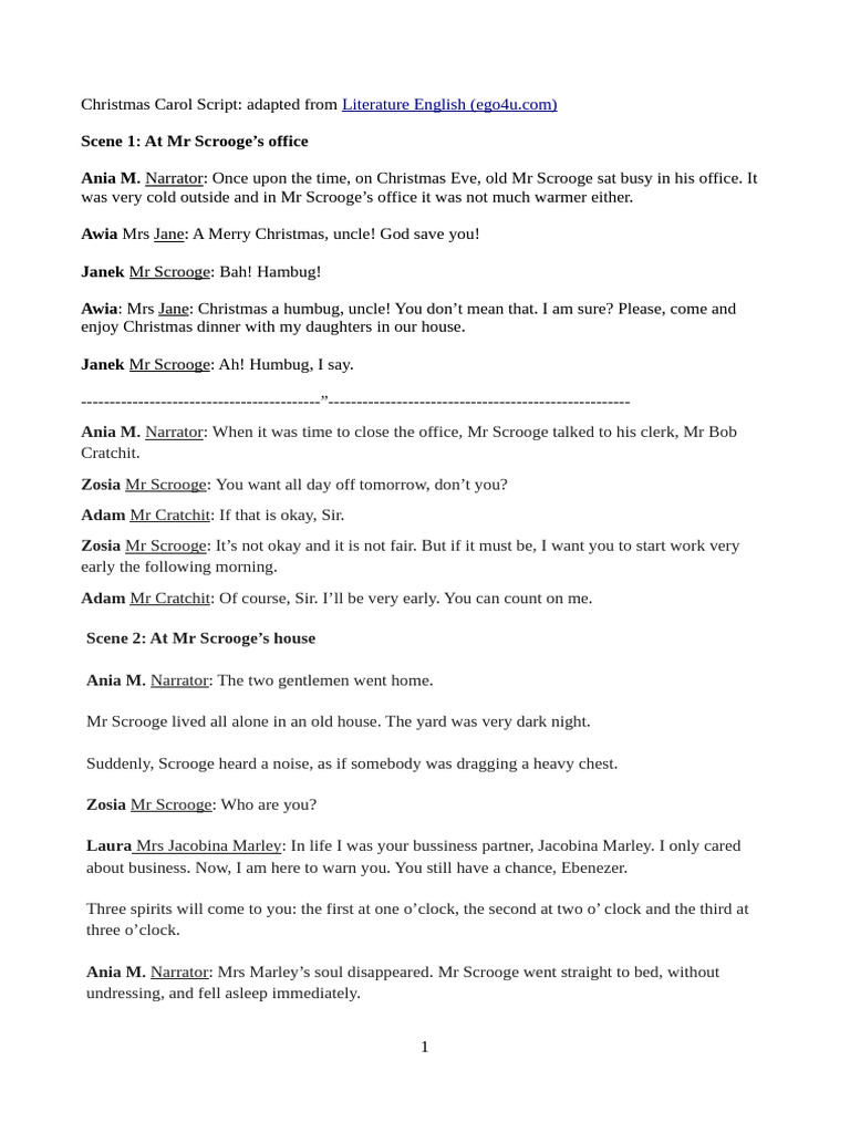 Szwejda x14 DW Christmas Carol Script | PDF | Ebenezer Scrooge | A ...