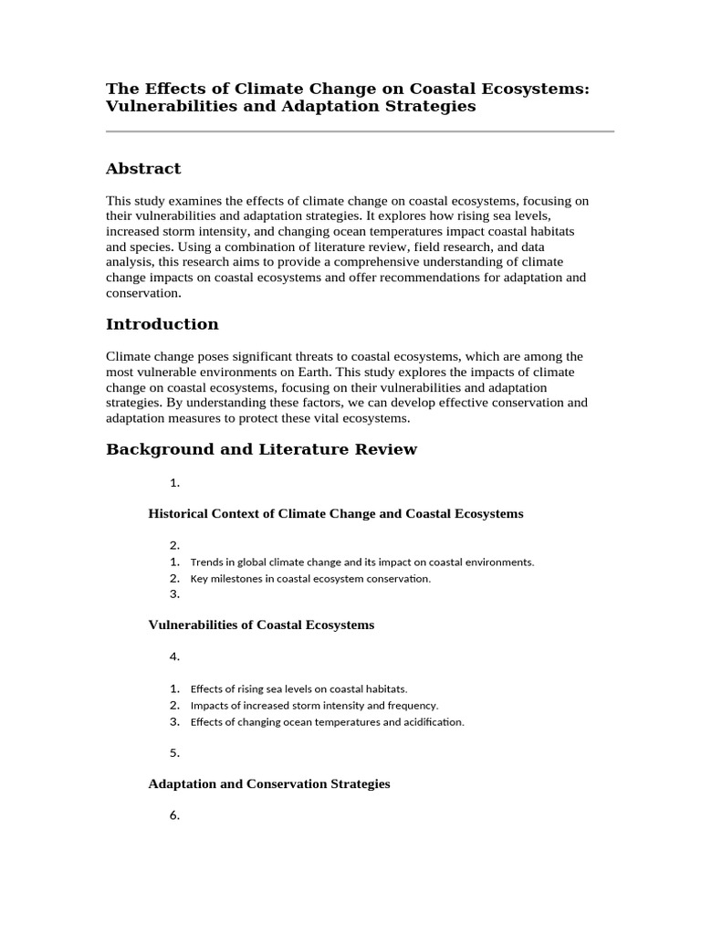 Climate Change Effects on Coastal Ecosystems | PDF | Conservation ...