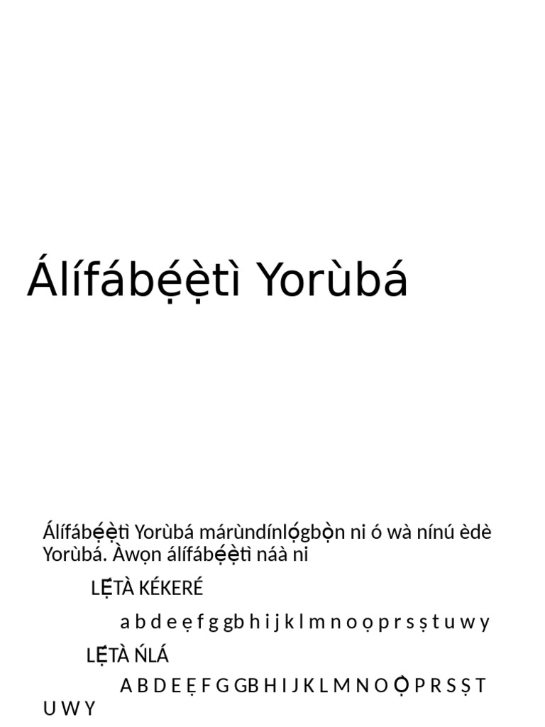 Álífábẹ́ẹ̀tì Yoruba | PDF