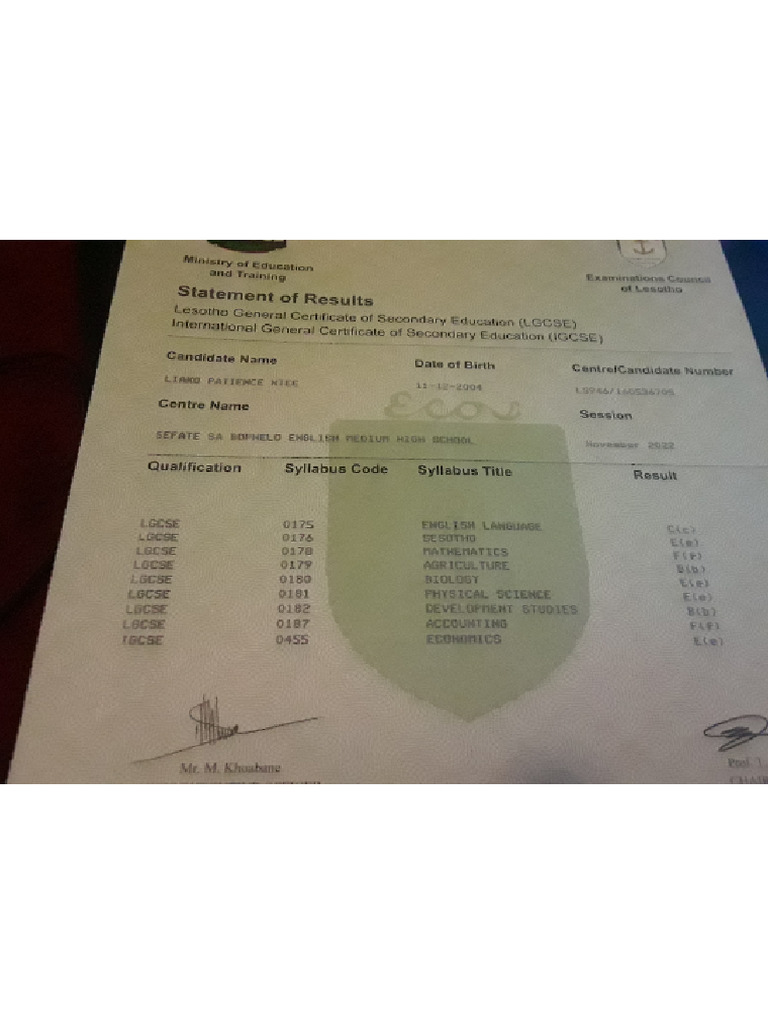Liako Ntee LGCSE 1 | PDF