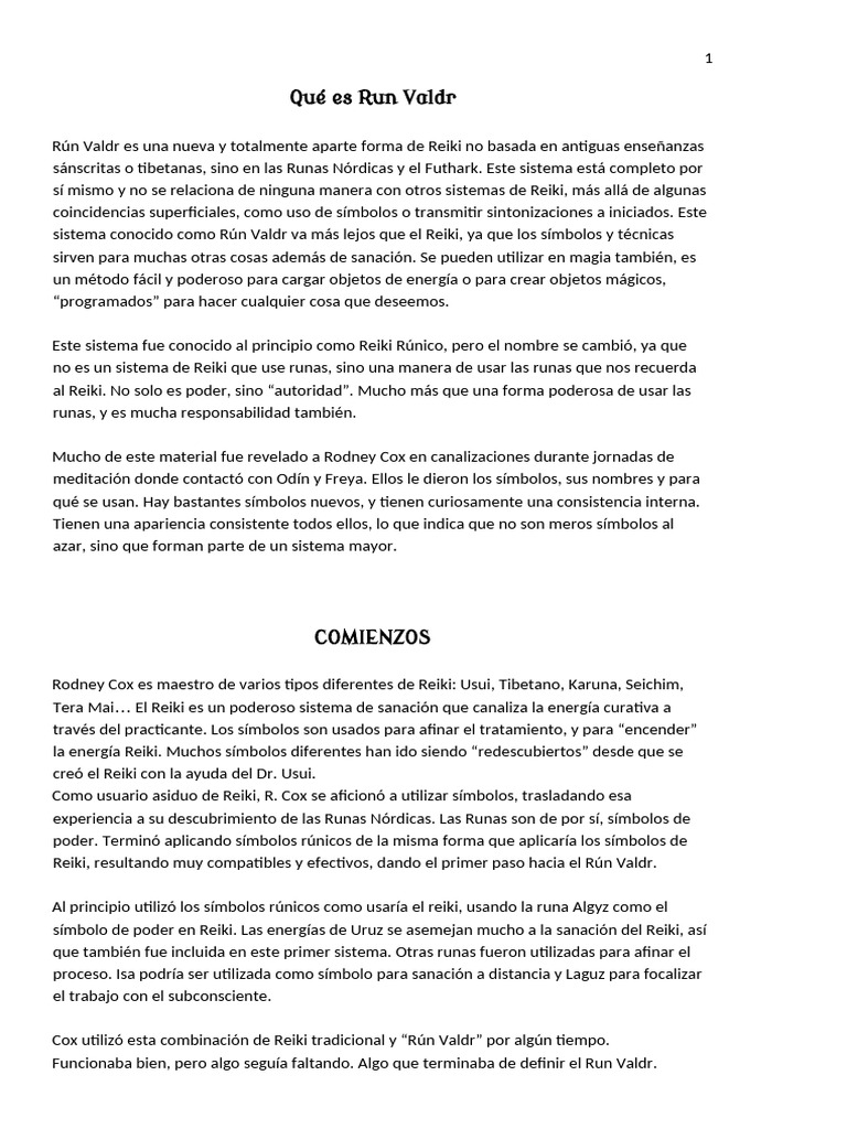 Rún Valdr Español | PDF | Reiki | Runas