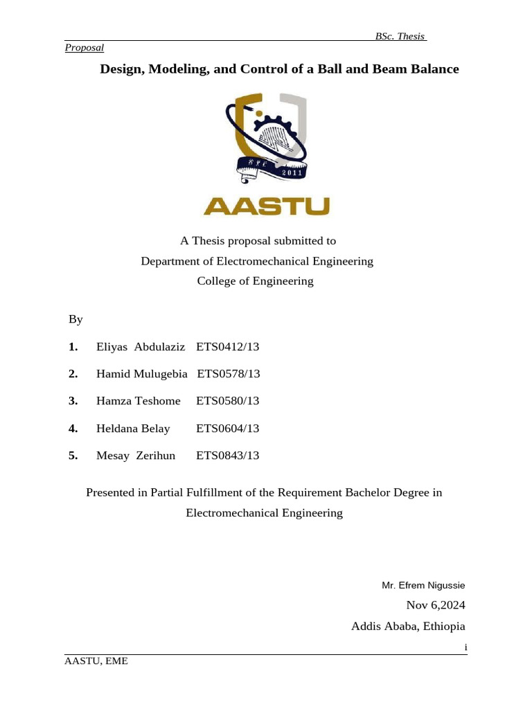 Ball and Beam Control System Design | PDF | Control Theory ...