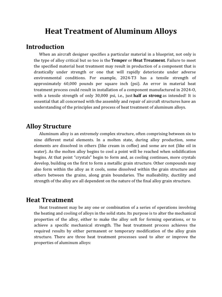 Heat Treatment of Aluminum Alloys PDF Heat Treating Annealing (Metallurgy)