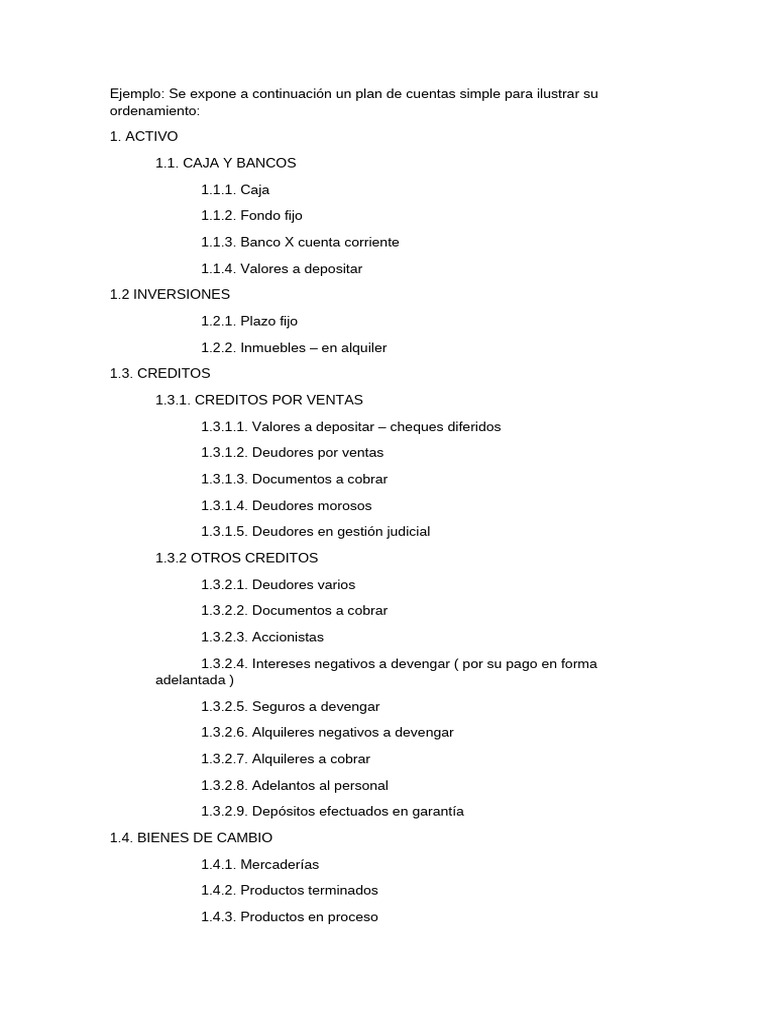 Plan de Cuentas Contables Simplificado | PDF | Pagos | Sector privado